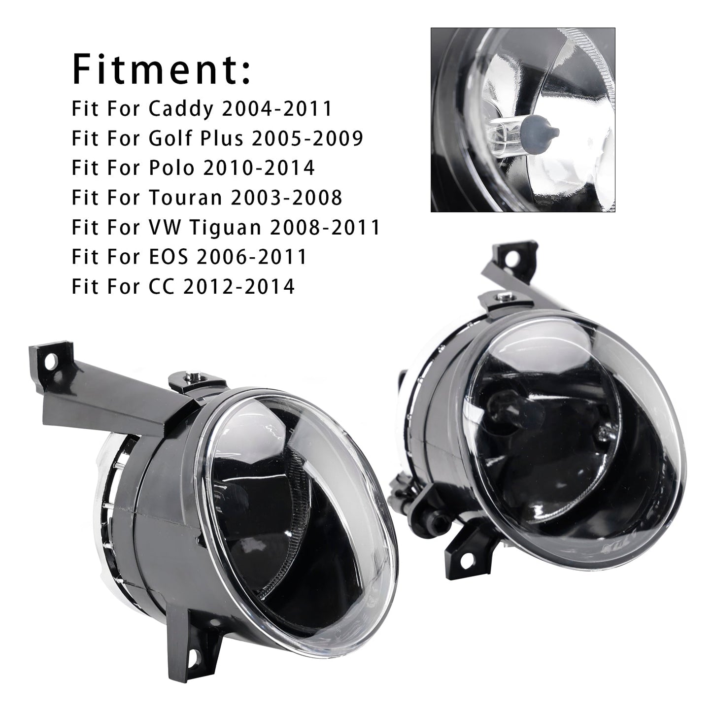 Pair Front Fog Light For Volkswagen Caddy 2004-2011 Touran 2003-2008
