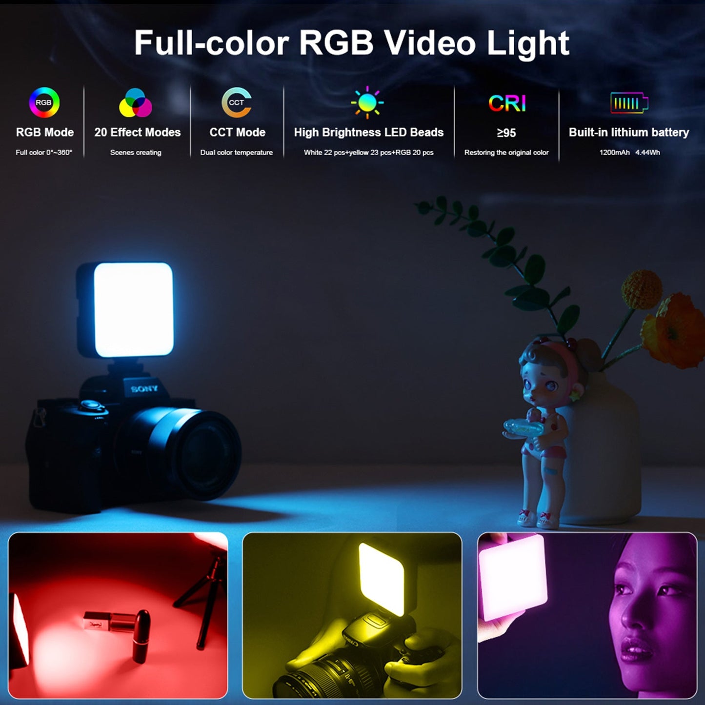 T64 RGB LED Video Light Fill Light Video Photography Full-Color Led Fill Light