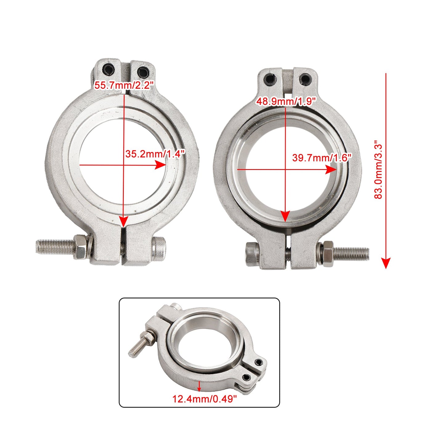 4PC TiAL MV-S 38mm Wastegate V-Band Clamp Set Kit with Screws Nuts and Seals