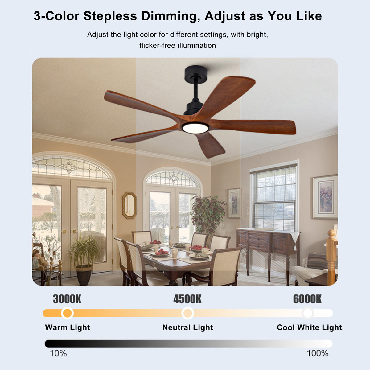 Quiet 60" Ceiling Fan Light