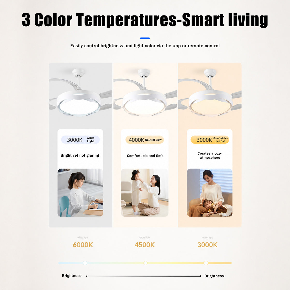 Retractable Ceiling Fan with Lights