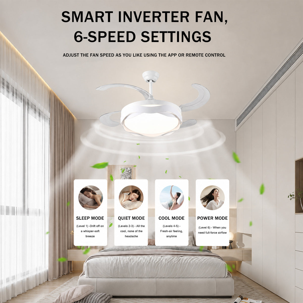 Retractable Ceiling Fan with Lights