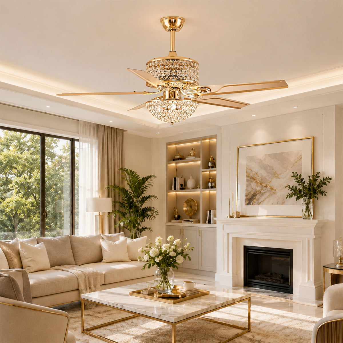 42 " Crystal Ceiling Fan with Light and Remote
