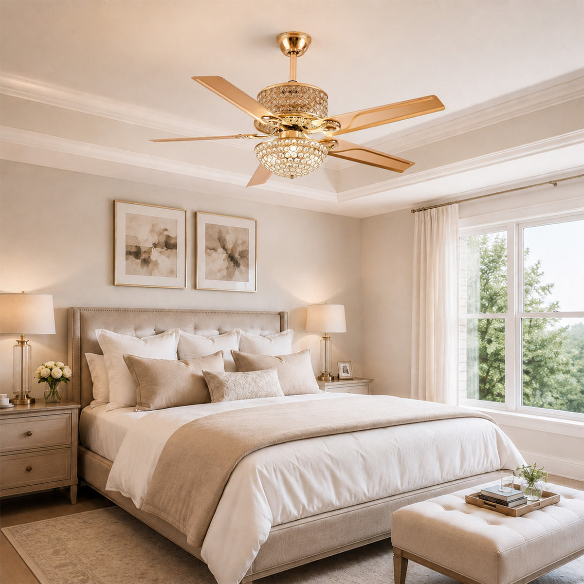 42 " Crystal Ceiling Fan with Light and Remote