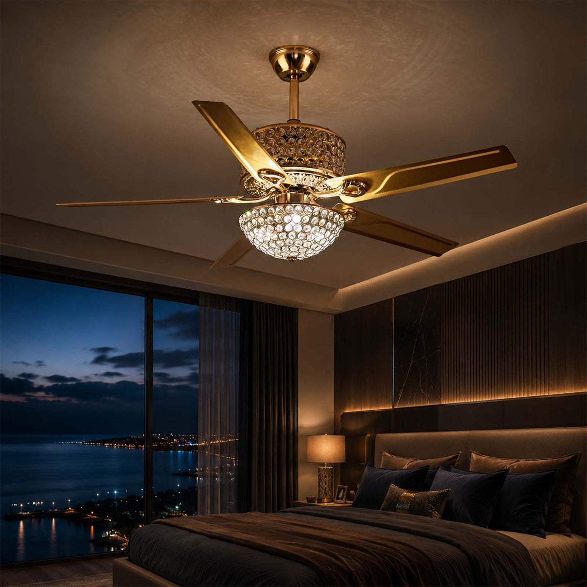 42 " Crystal Ceiling Fan with Light and Remote