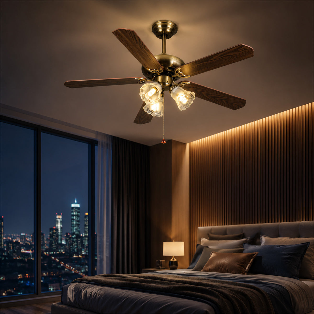 52-Inch Vintage Ceiling Fan with Light