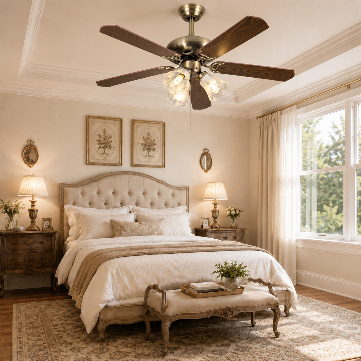52-Inch Vintage Ceiling Fan with Light