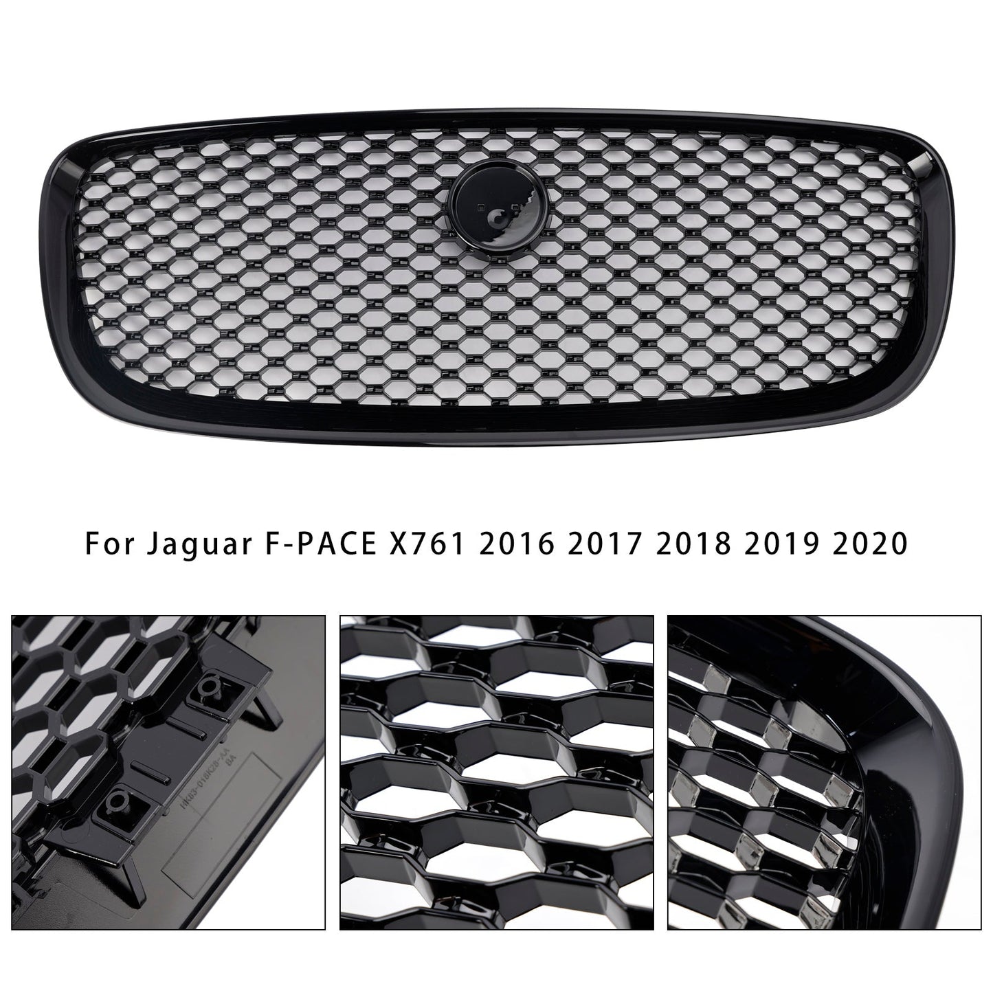 2016-2020 JAGUAR F-PACE X761 Gloss Black Front Bumper Grill Grille