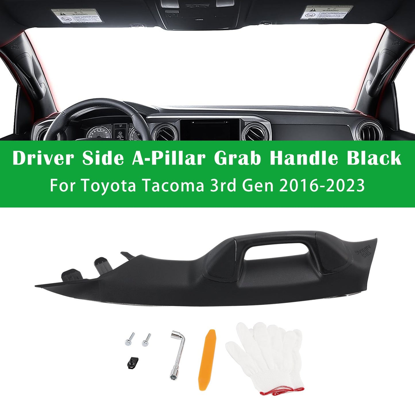 2016-2023 For Toyota Tacoma 3rd Gen Driver Side A-Pillar Grab Handle Black