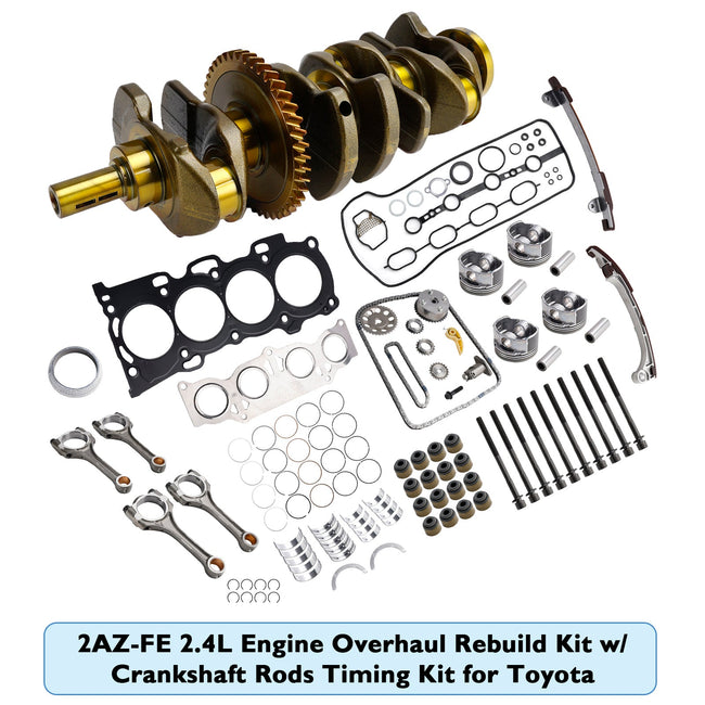2AZ-FE 2.4L Engine Overhaul Rebuild Kit w/ Crankshaft Rods Timing Kit for Toyota