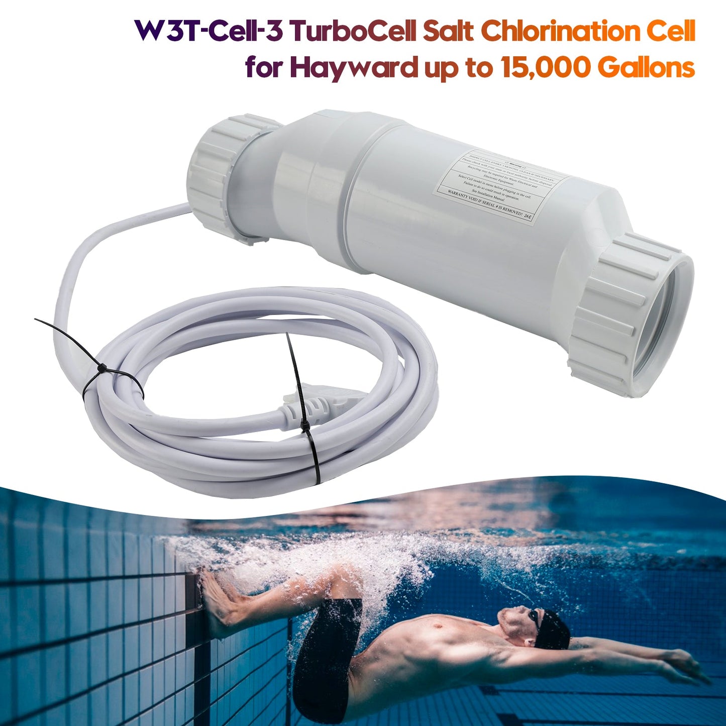 W3T-Cell-3 TurboCell Salt Chlorination Cell for Hayward up to 15000 Gallons