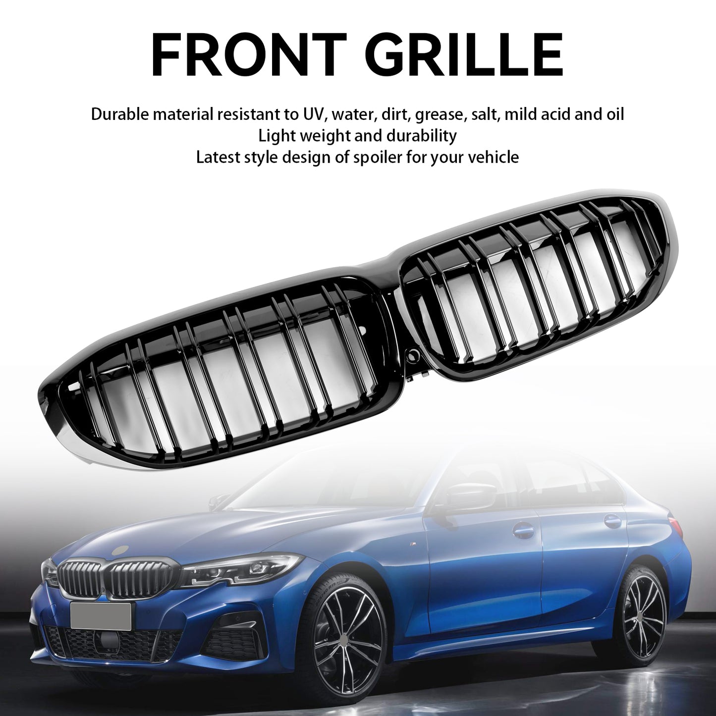 2019-2022 BMW 3 Series G20 Black Dual Slat Kidney Grille Grill 51138072085