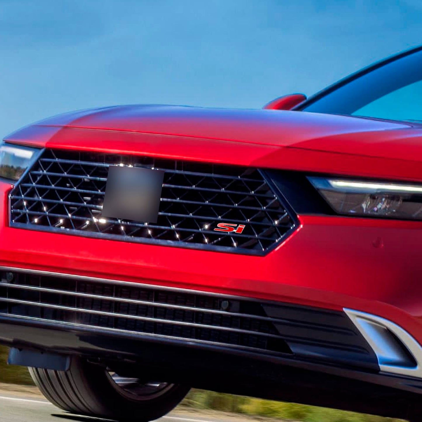 Si Front Grille Emblem Decal Badge for Honda red-silver