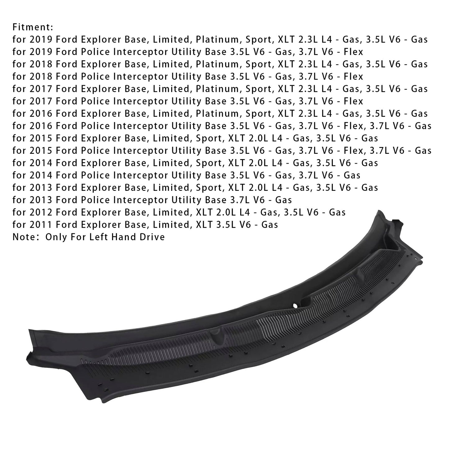 Windshield Cowl Grille Top BB5Z78022A68AA For Ford Explorer 2011-2019