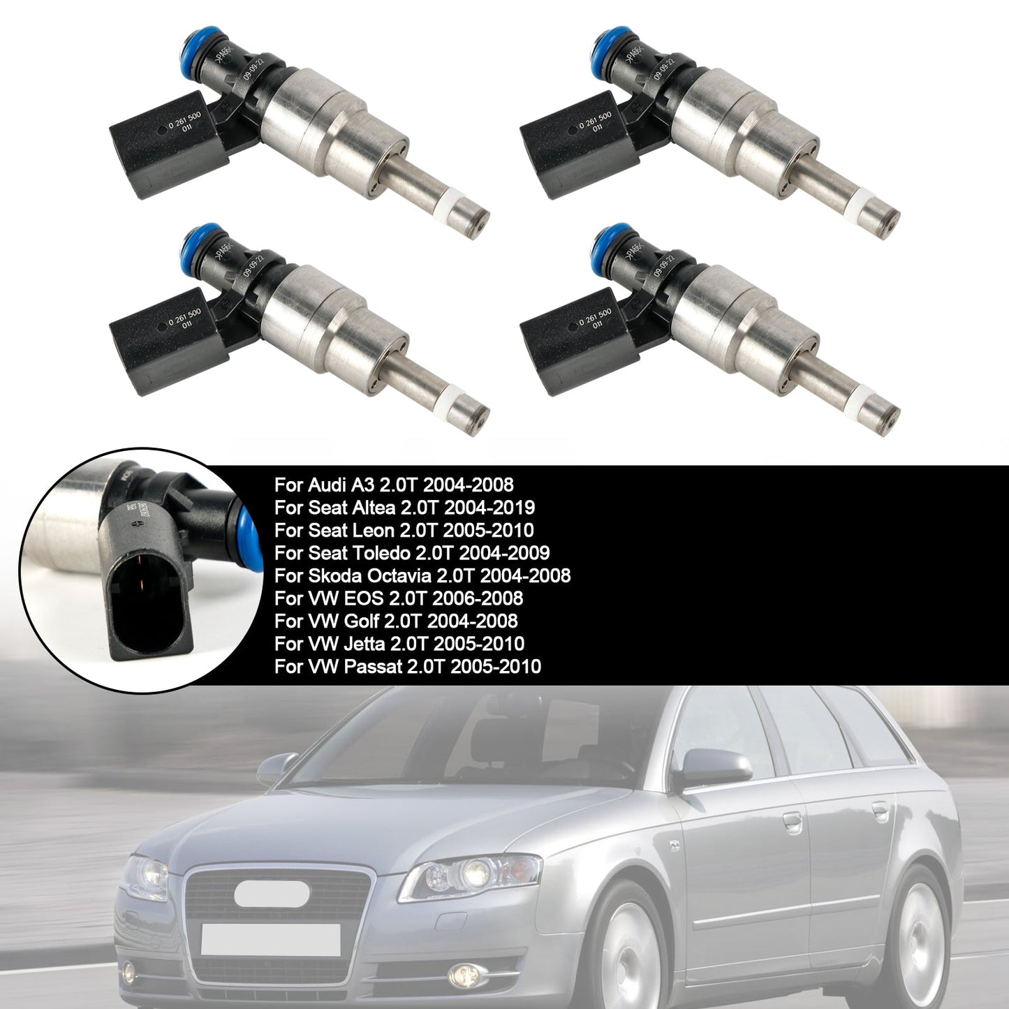 4PCS Fuel Injector 0261500011 Fit Audi A4 Avant 8E5 2.0 FSI 02-04 06D906036B