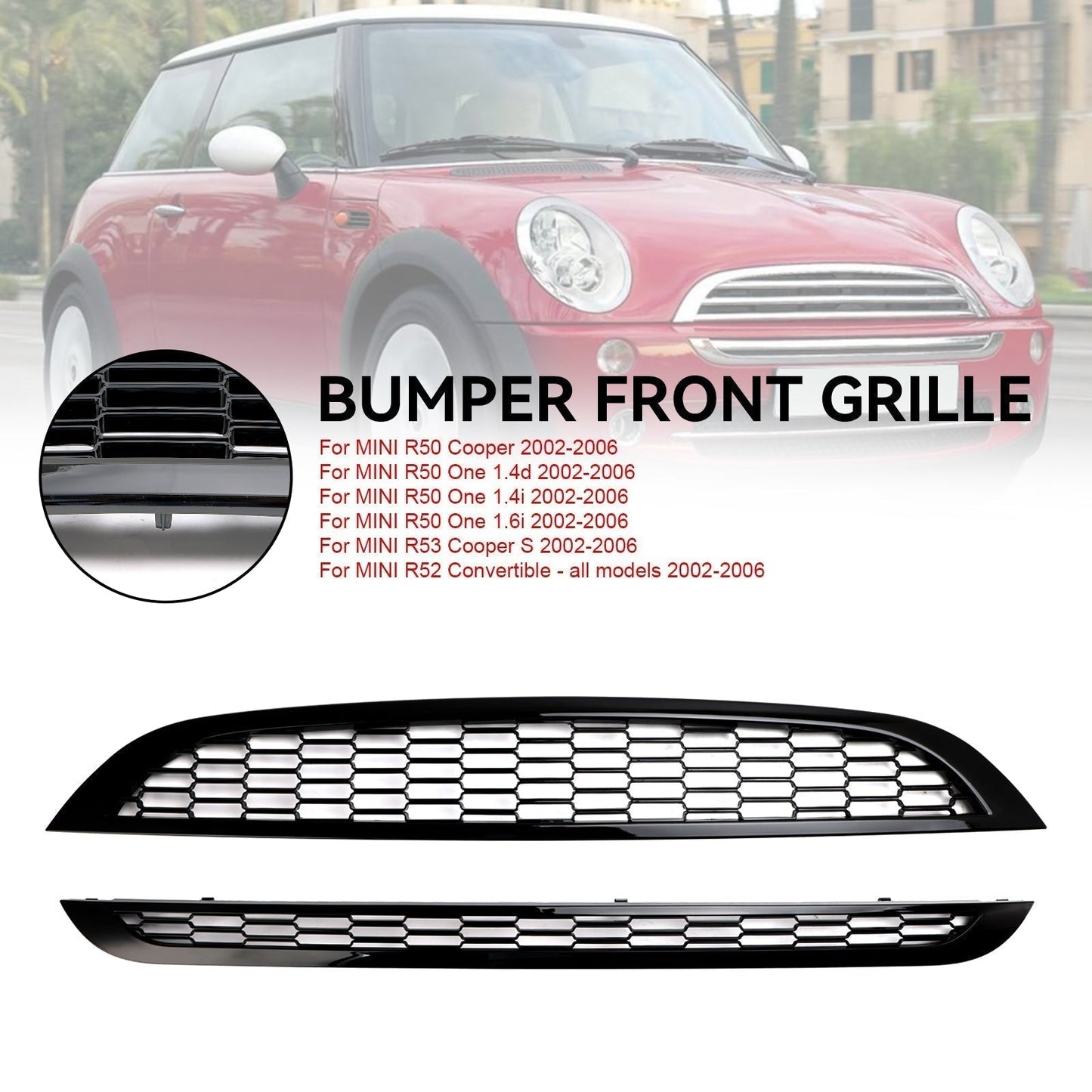 2002-2006 MINI R52 Convertible Honeycomb Mesh Front Grill Grille 2PCS