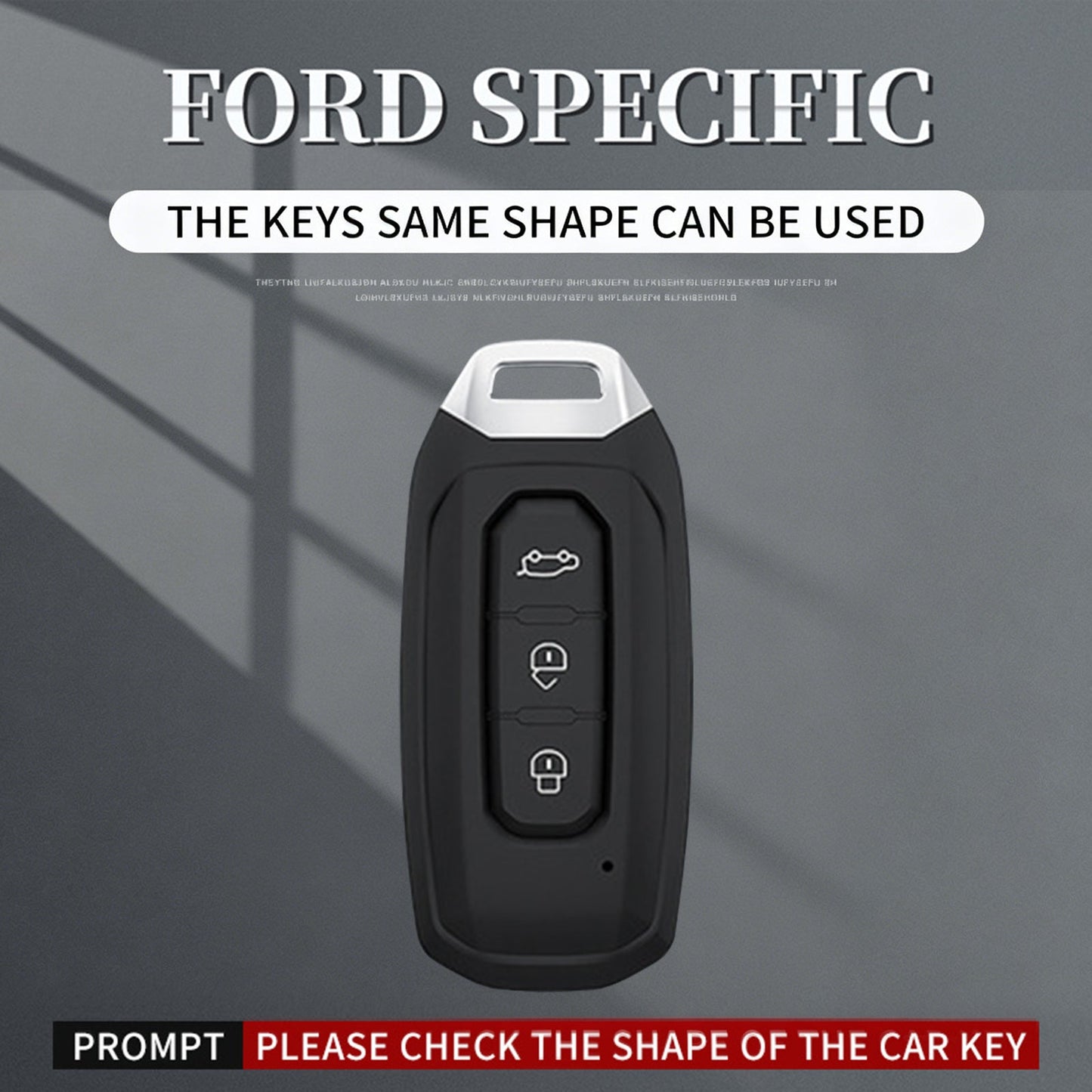 Aluminum Alloy TPU Silvery Car Key Case Cover With Buckle For Ford