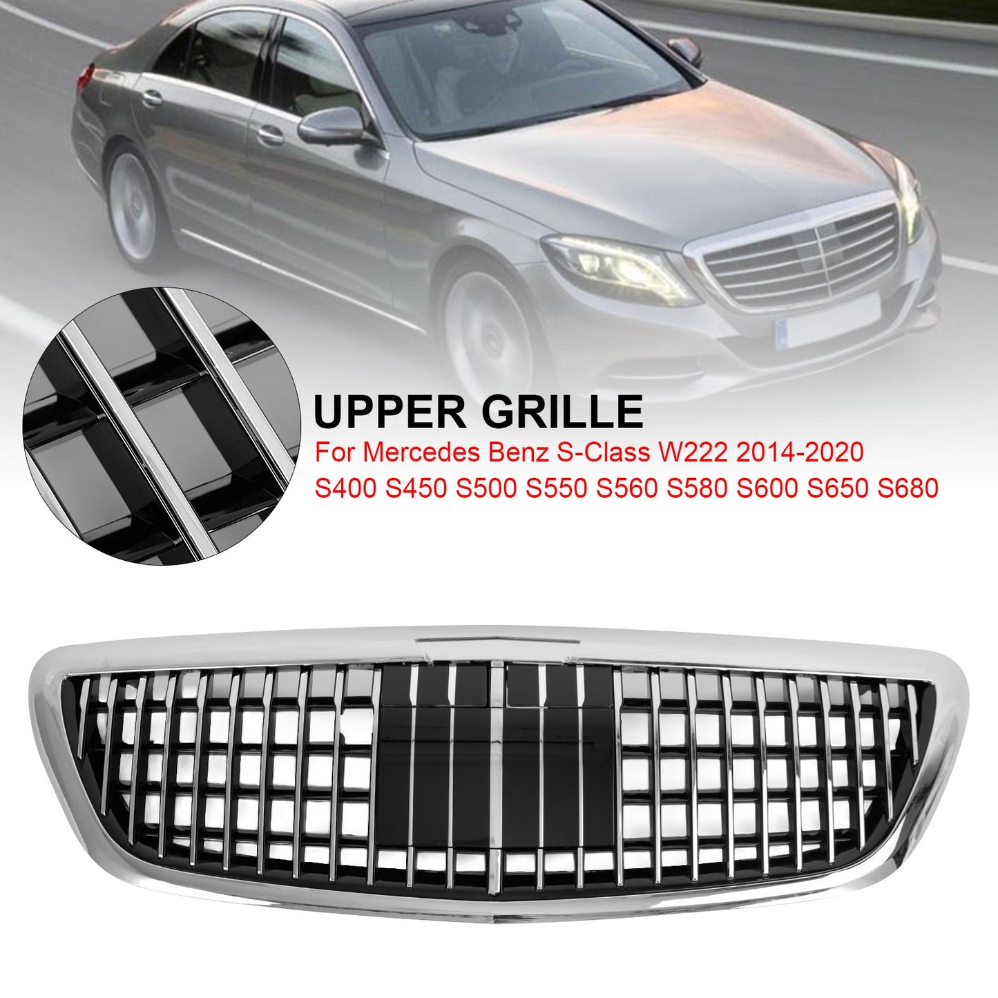 S class W222 2014-2020 S680 Mercedes Benz Maybach Style Car Grille with ACC