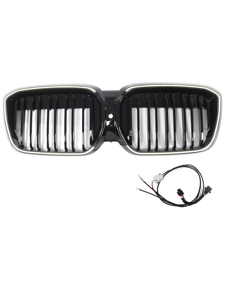2022-2024 BMW IX3 G08 LCI Double Slat Gloss Black Front Kidney Grill Grille
