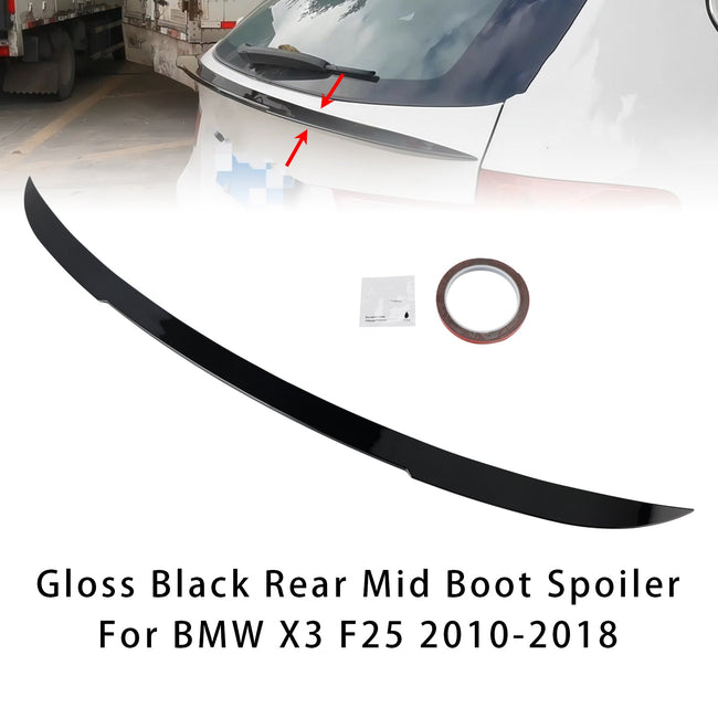 Gloss Black Rear Mid Boot Spoiler For BMW X3 F25 2010-2018