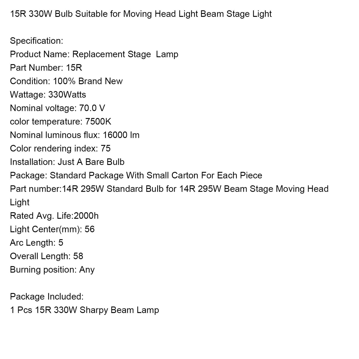 MSD 20R 440W Lamp Sharpy Beam Moving Head Replacement Bulb Stage Show Lighting