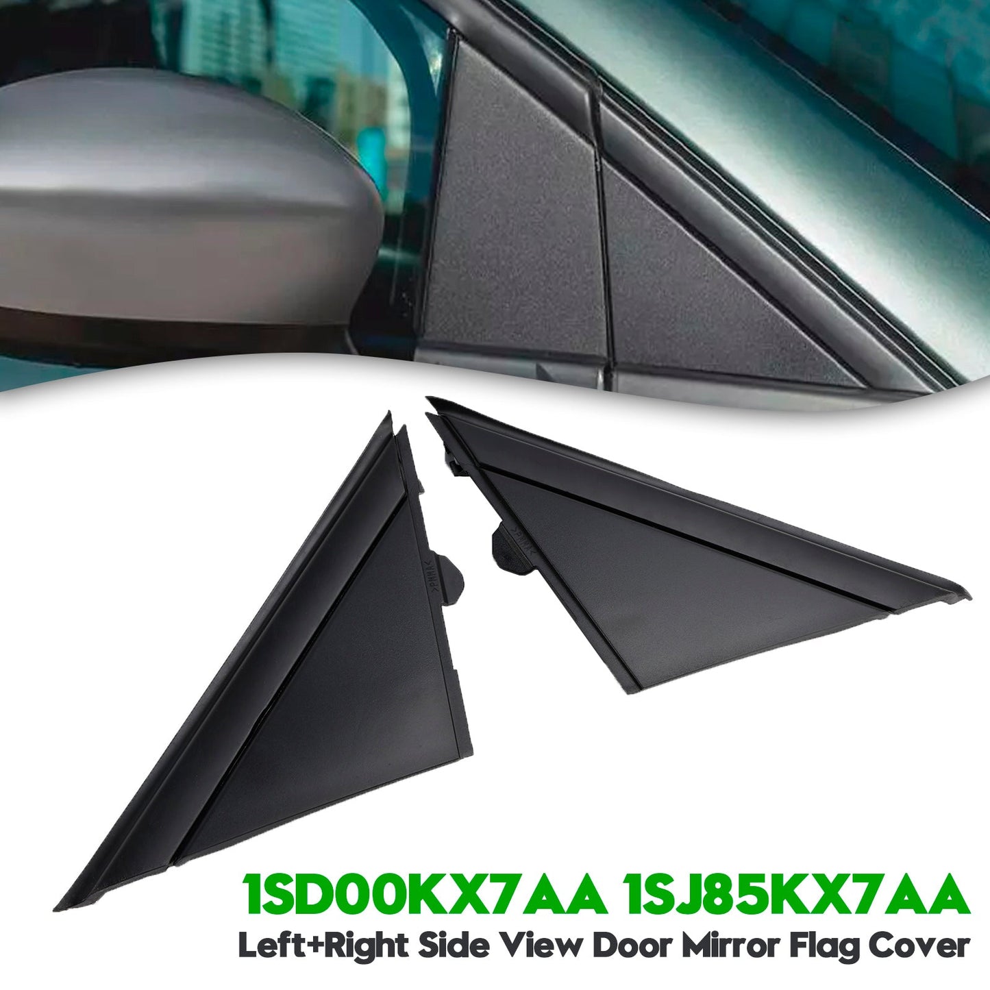 2012-2019 Fiat 500 2X Left+Right Side View Door Mirror Flag Cover Molding Trim