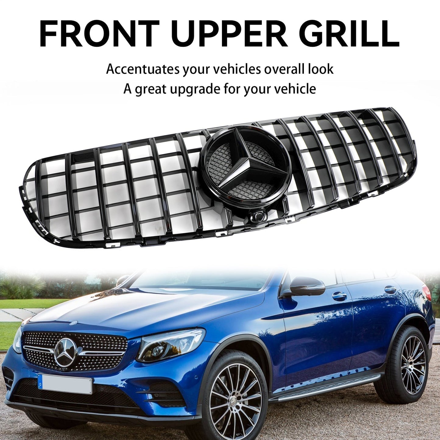 2015-2019 GLC Class GLC350 Mercedes Benz X253 C253 Front Bumper Grille Grill Gloss with badge Black