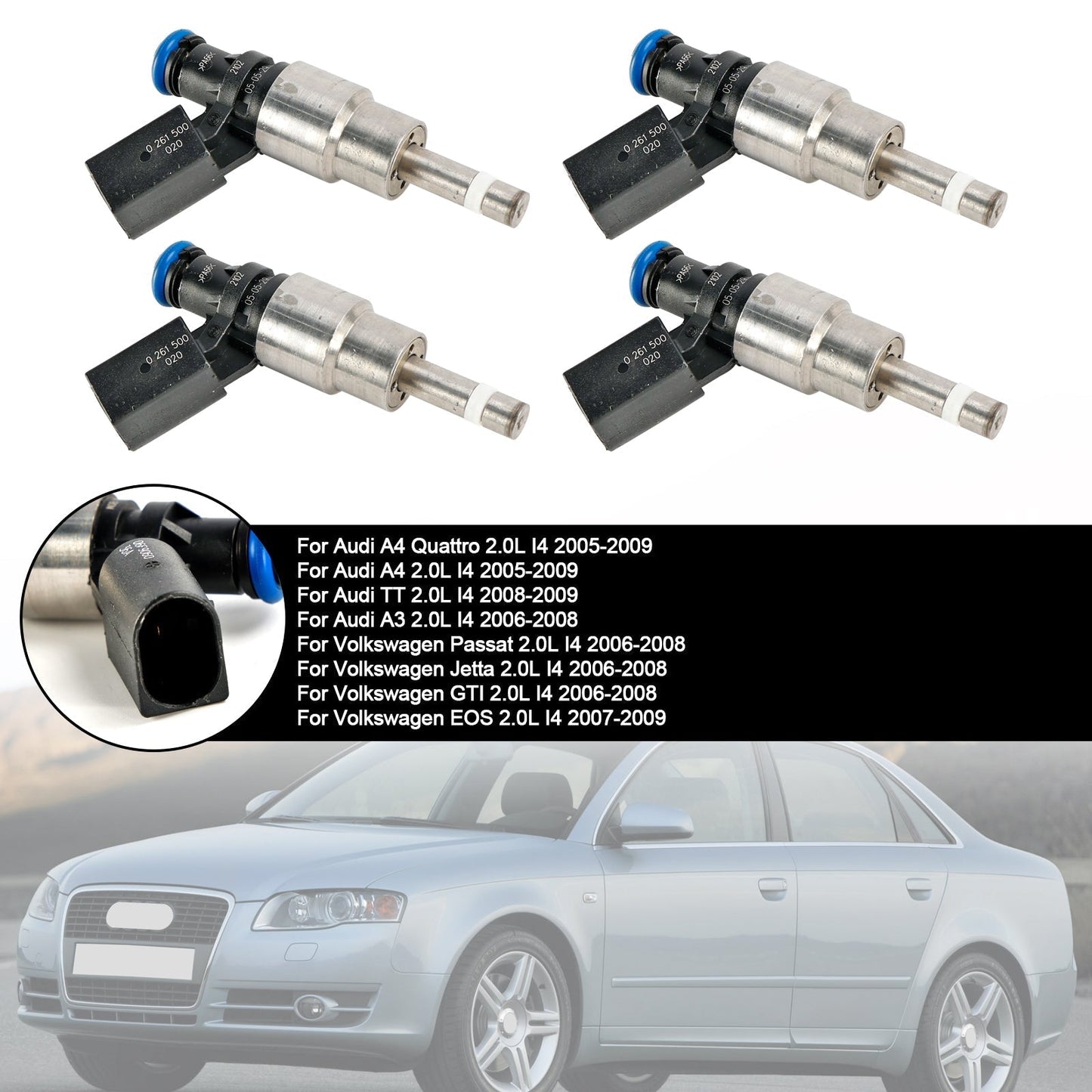 2008-2009 Audi TT 2.0L I4 4PCS Fuel Injector 06F906036A