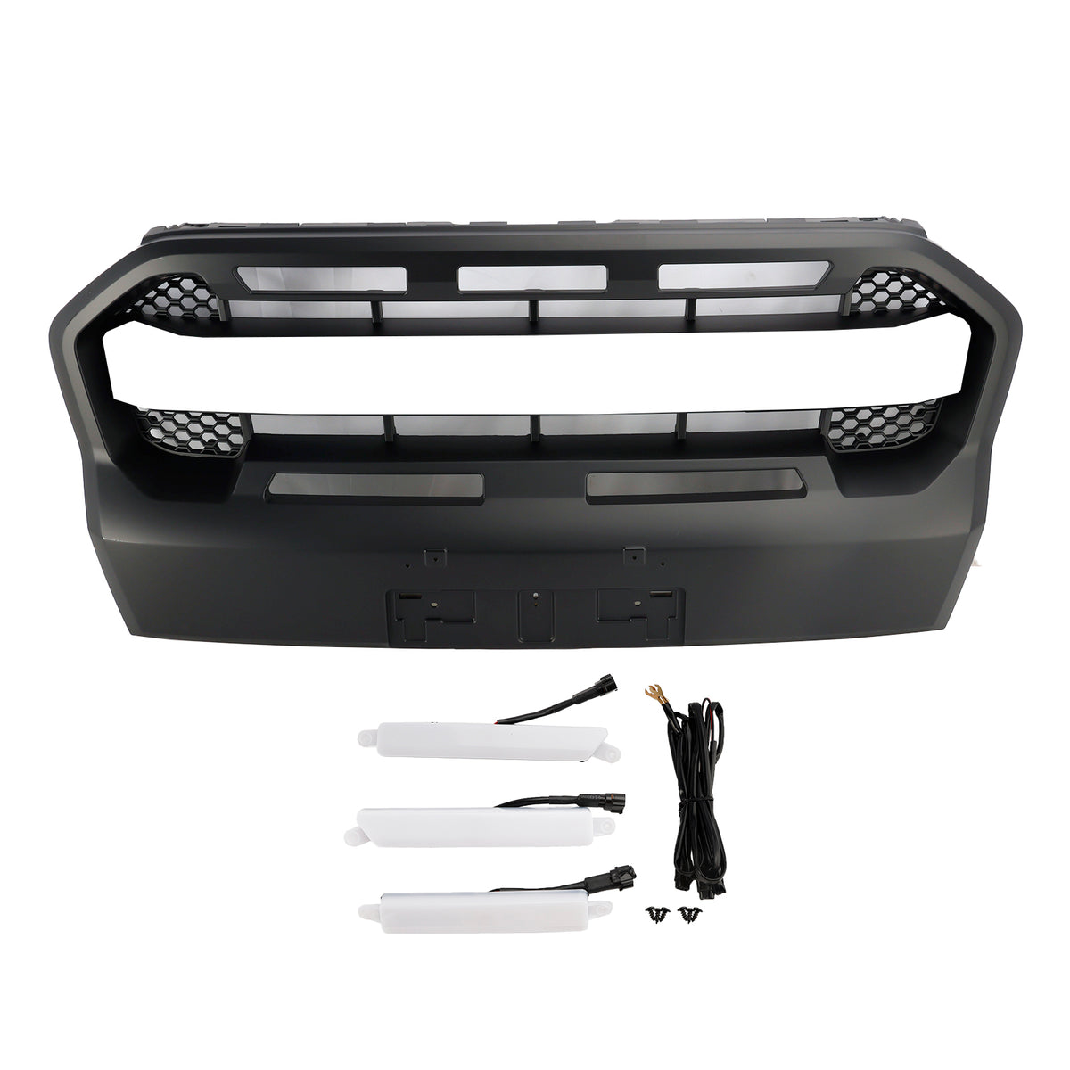 Ford Ranger 2019-2023 T8  W/LED Matt Black Ranger Raptor Style Front Bumper Grille