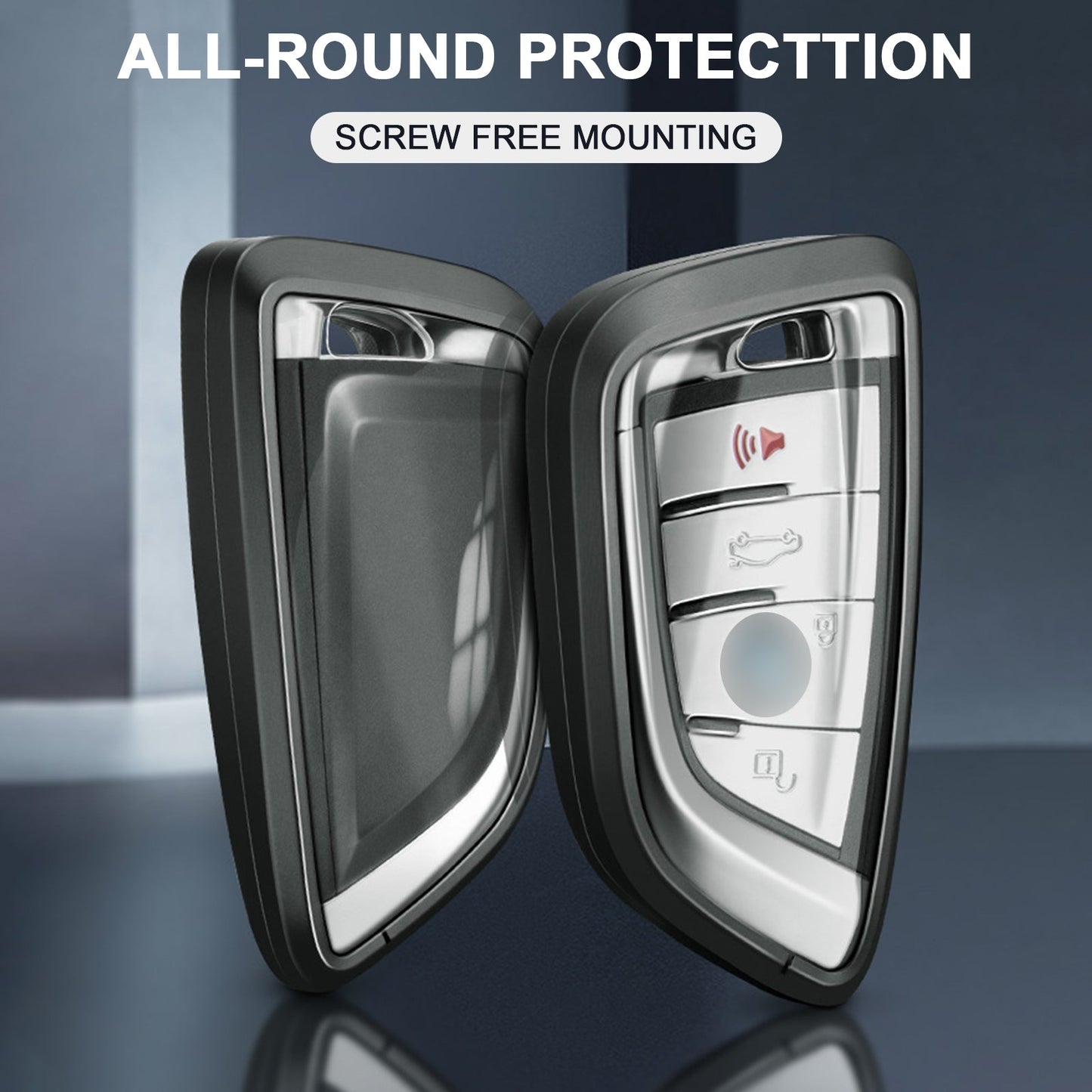 Aluminum Alloy TPU Black Car Key Case Cover With Buckle For BMW x3 x1 x5