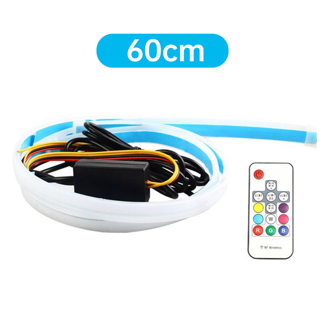 Ultra Thin Car LED Headlight Daytime Running Iridescent Light Eyebrow Strip With Remote control 60cm