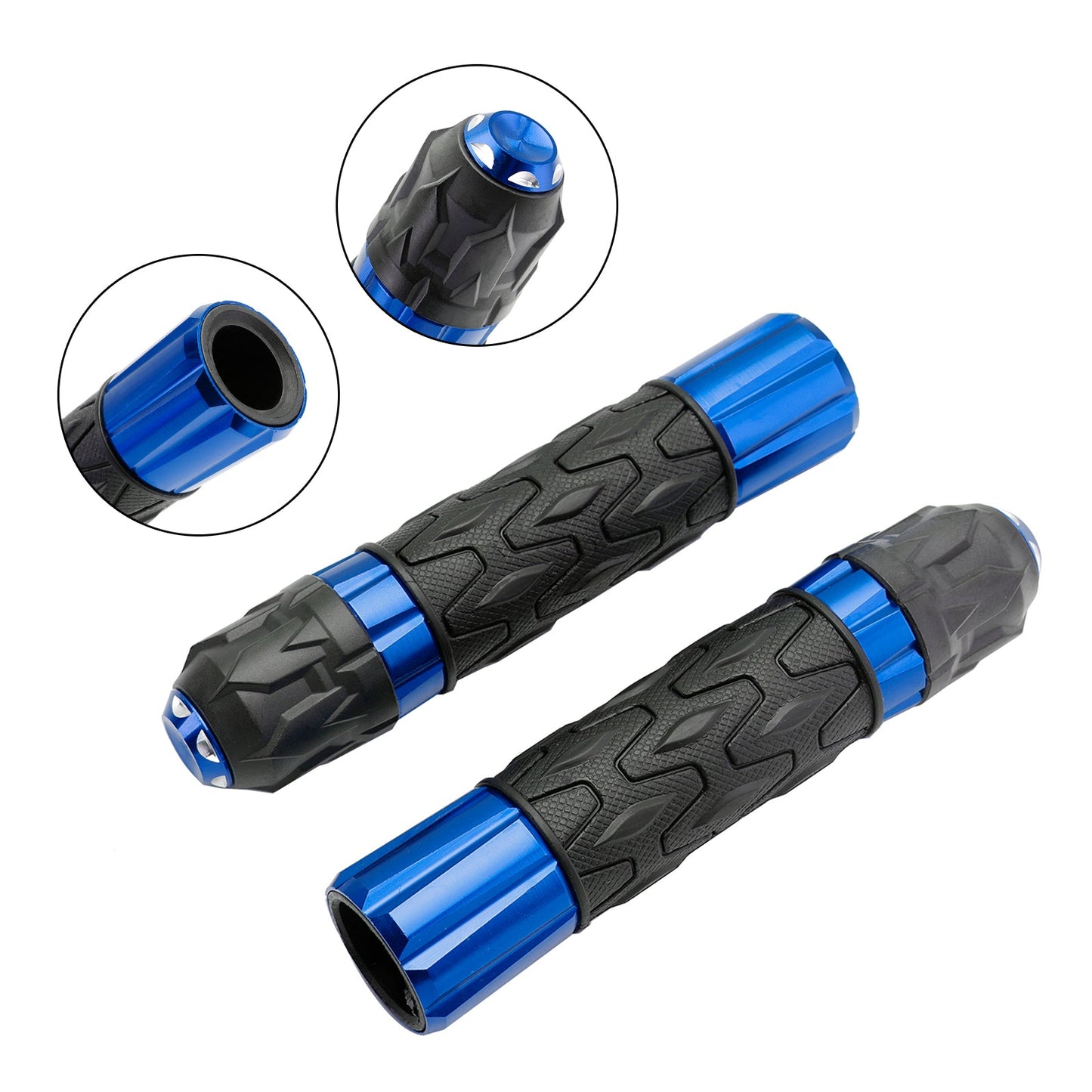 7/8"/22Mm Motorcycle Handle Bar Hand Grips Cnc Universal Red For Motorcycles Silver