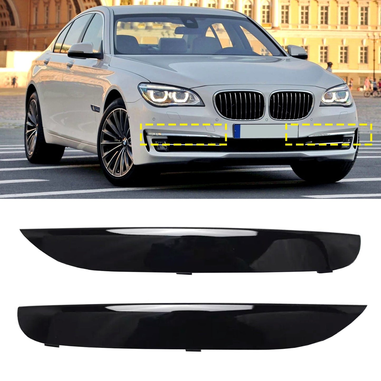 2009-2015 BMW 7 Series F01 F02 2x Front M Sport Bumper Moulding Trims