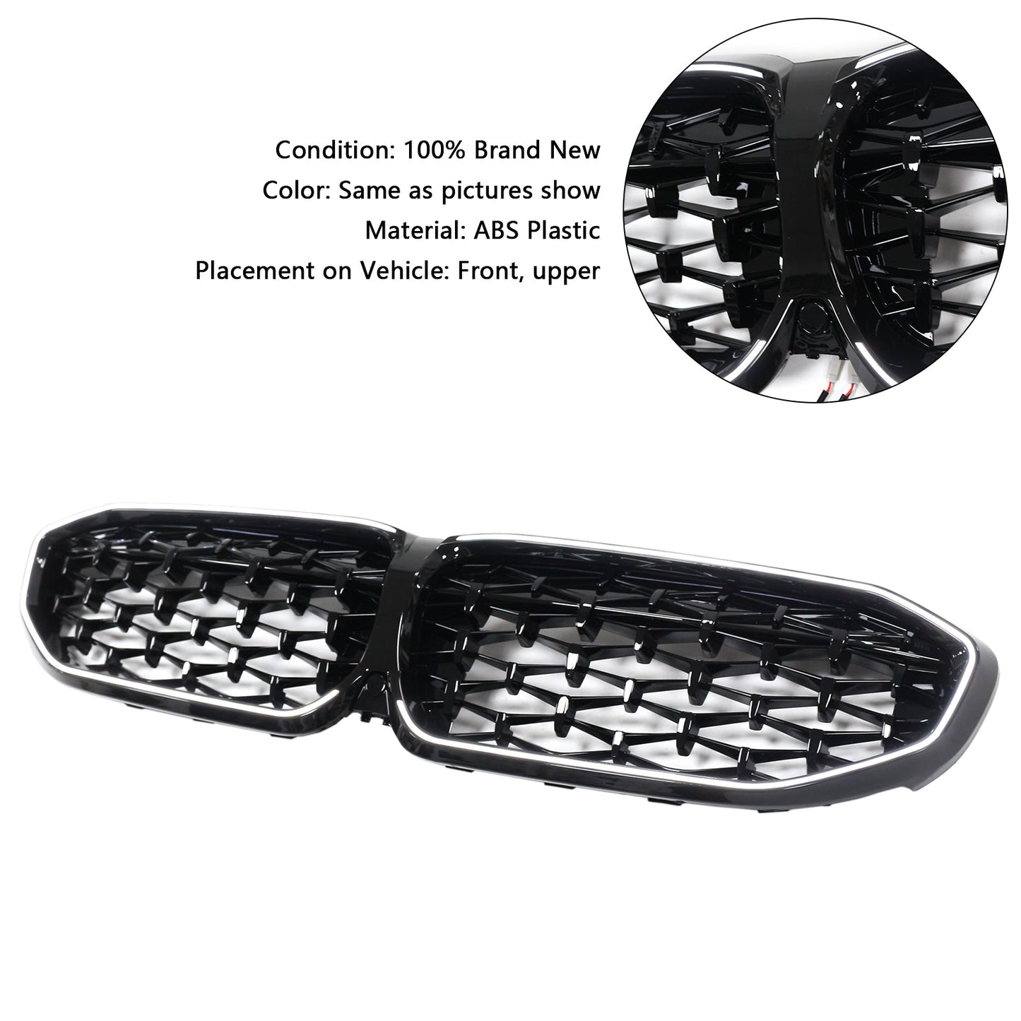 2019-2022 BMW 3 Series G20 lack Diamond Kidney Grille Grill 51138072085