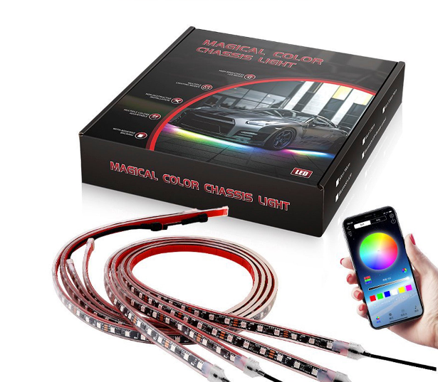 4Pcs LED Chassis Light Modified With Fantasy Ambient Light APP Controller 60cm*2+90cm*2
