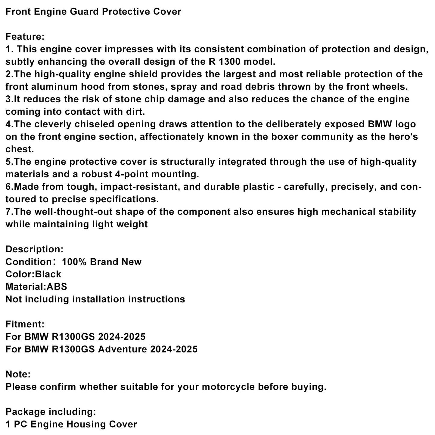 2024-2025 BMW R1300GS Front Engine Guard Protective Cover