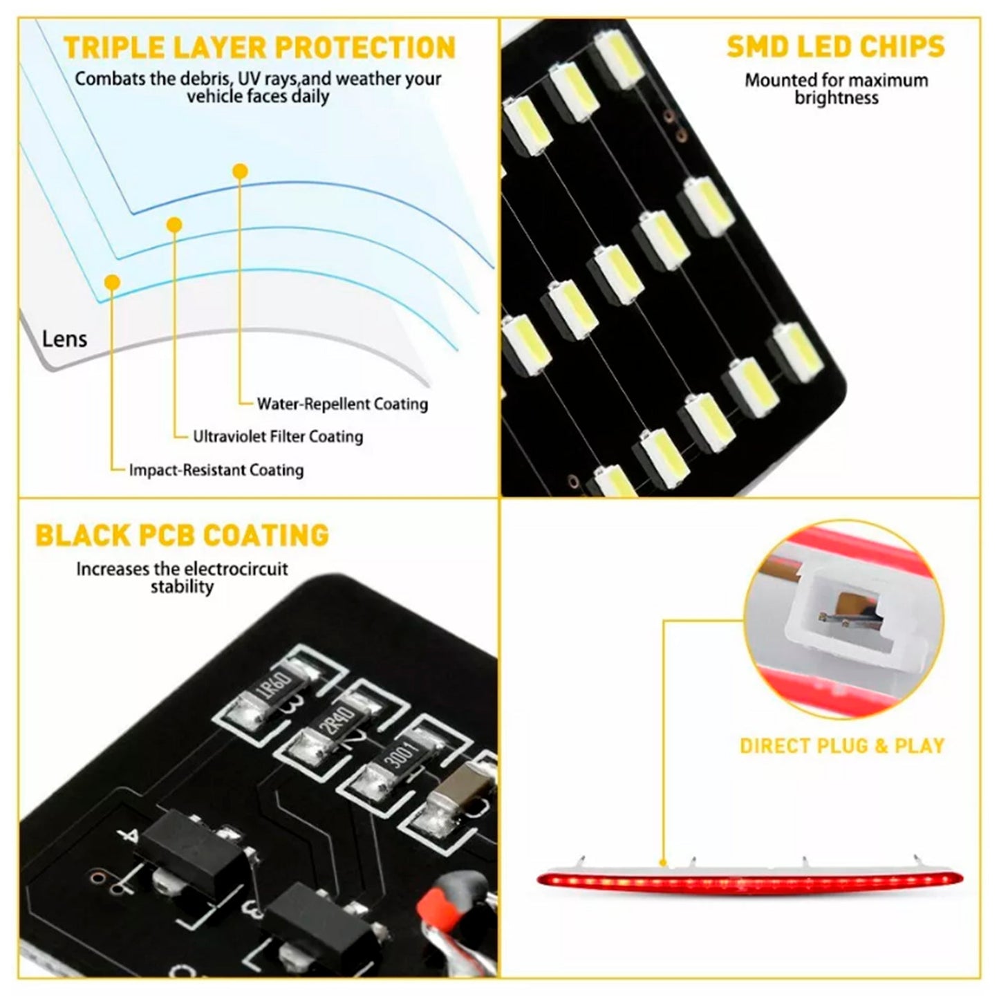 Red Third Brake Stop Light 63257164978 For BMW 1 Series 128i 135i M E82 E88