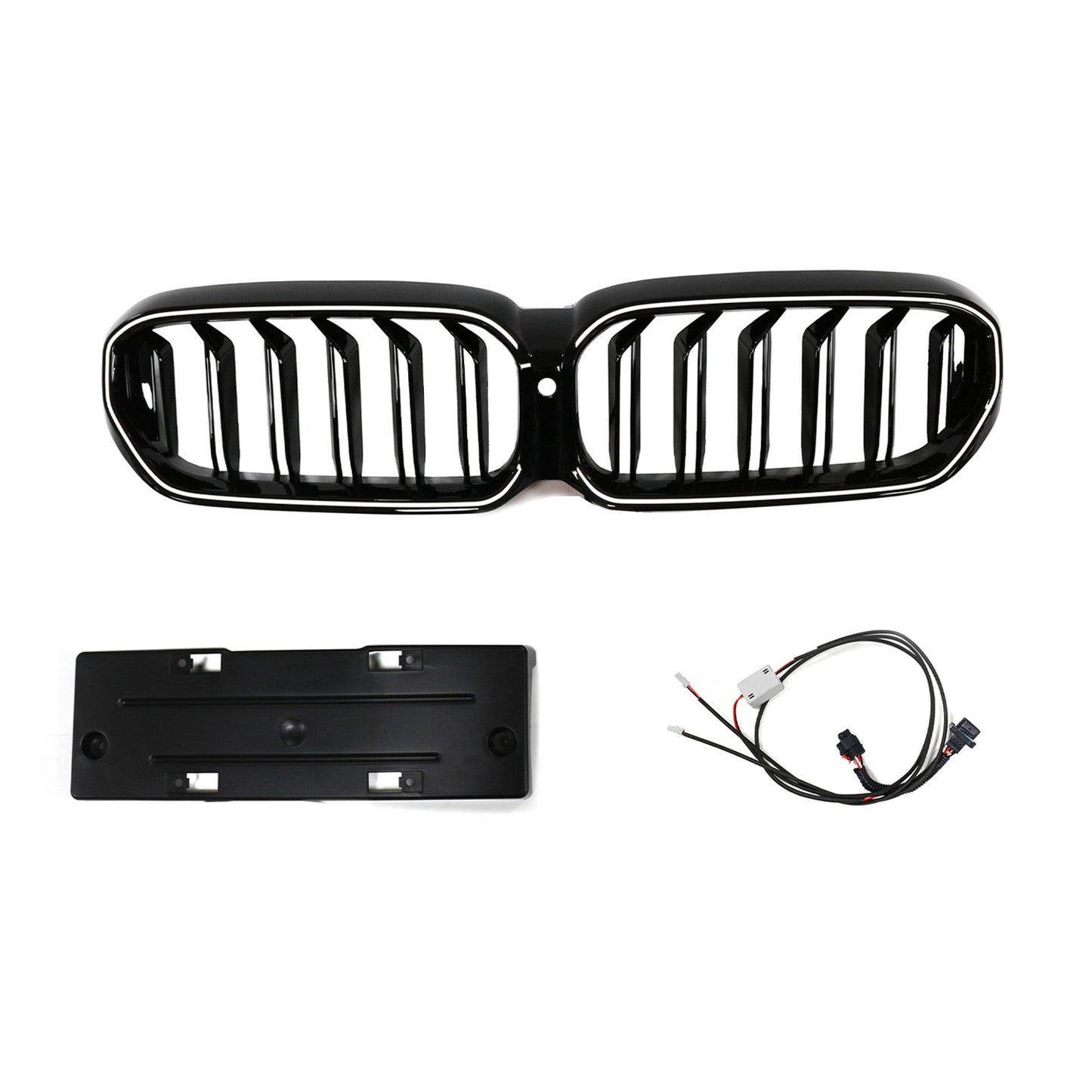 2021-2024 Fit BMW 5 Series G30 G38 Gloss Black Front Kidney Grille Double Slat