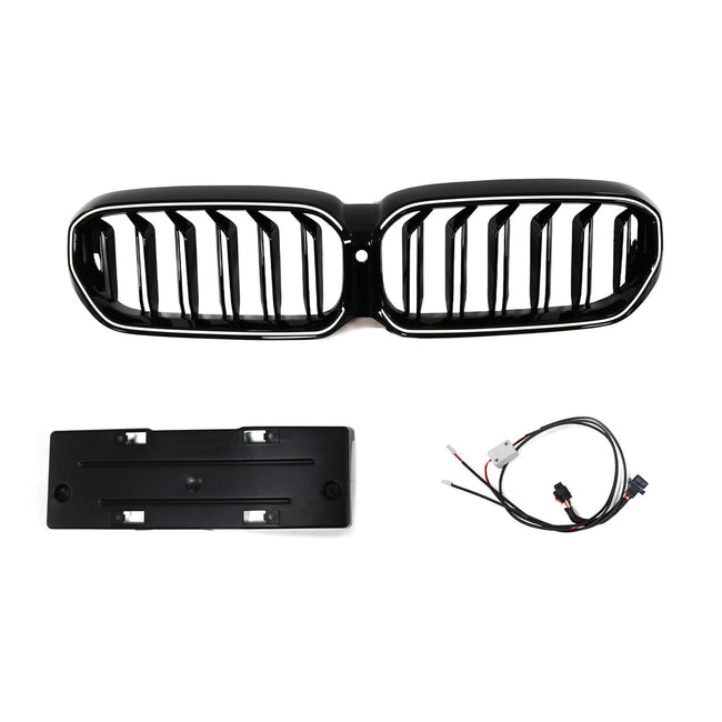 2021-2024 Fit BMW 5 Series G30 G38 Gloss Black Front Kidney Grille Double Slat