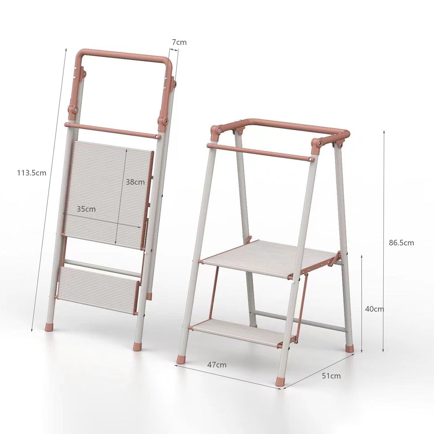2-Step Kitchen Stepper Adult Folding Step Stool Kids Folding