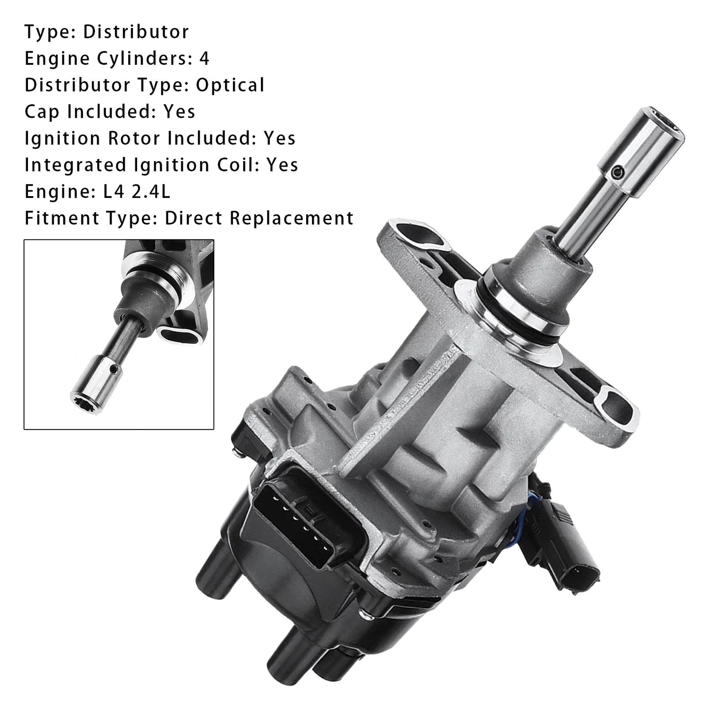 Ignition Distributor w/ Cap & Rotor For Nissan Frontier Xterra 2000-2004 L4 2.4L