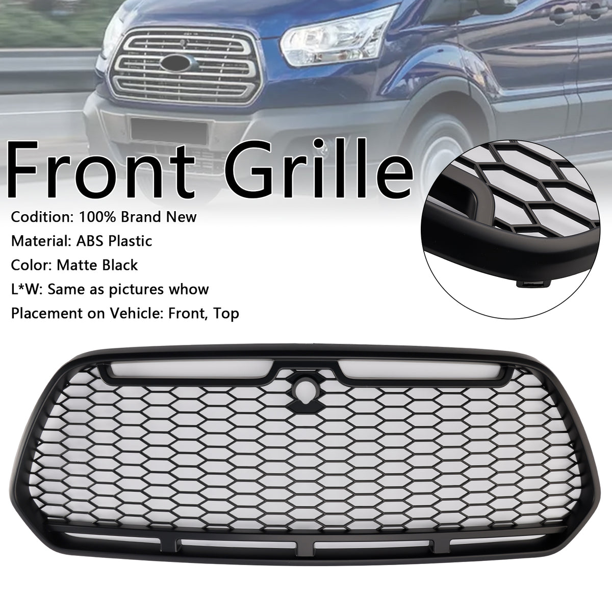 2015-2018 Ford Transit MK8 Matte Black Front Bumper Grille Grill Raptor