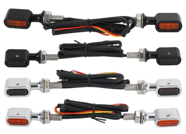 LED Rear Mini E Mark Turn Signal Indicator For Sportster Touring Dyna Black Amber