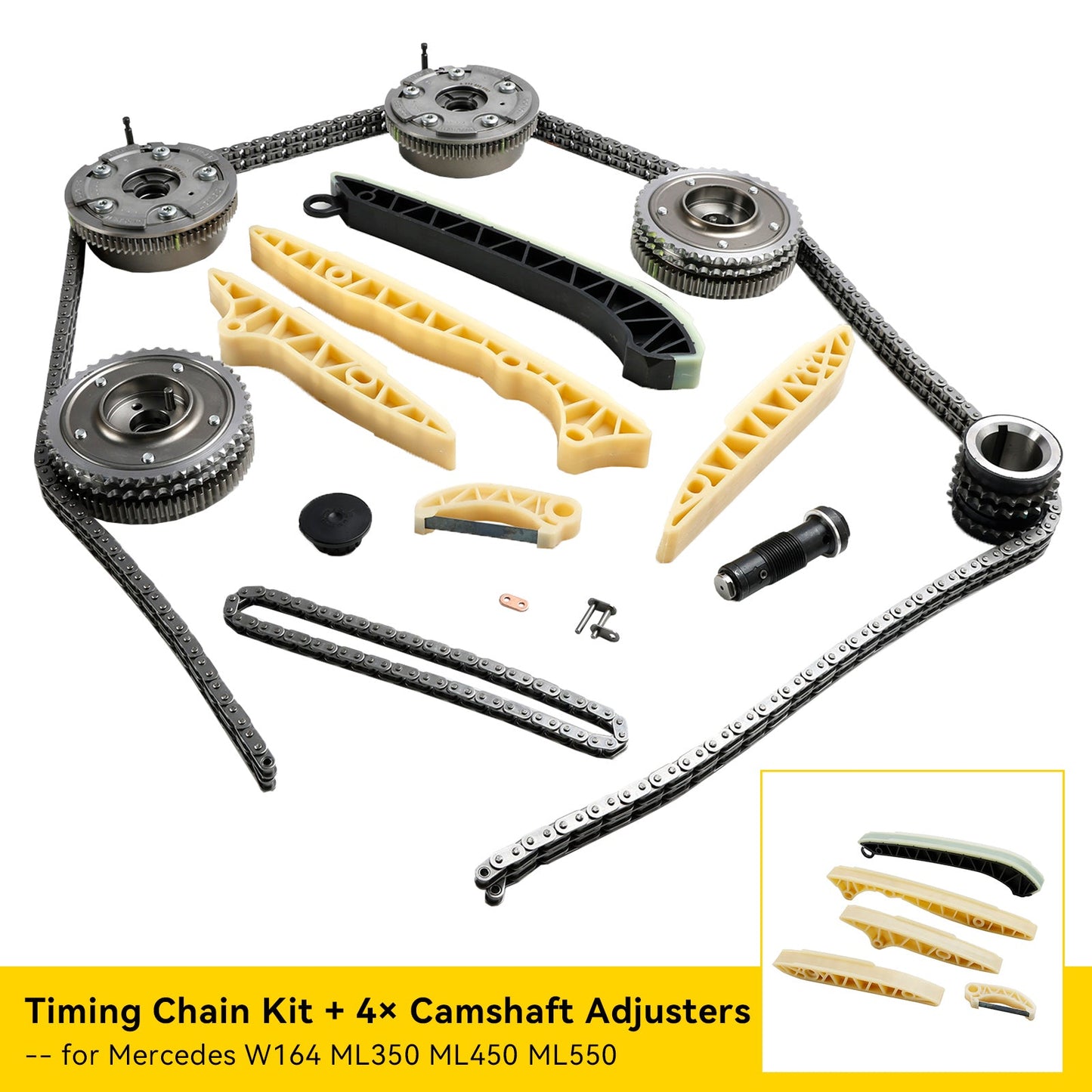 2005-2006 Mercedes-Benz SLK 350 Base 3.5L V6 - Gas Timing Chain Kit + 4× Camshaft Adjusters