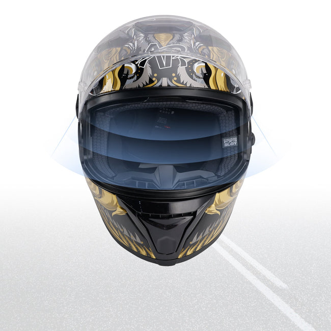 DOT Motorcycle Helmet Adult Street Full Face Black gold