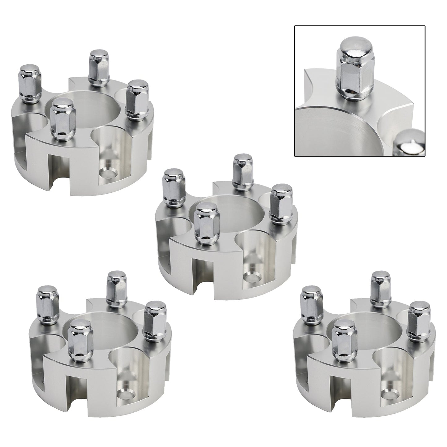 Yamaha Club Car Ezgo 2" Wheel Spacers Kit Cable Golf Carts Lug Nuts Silver