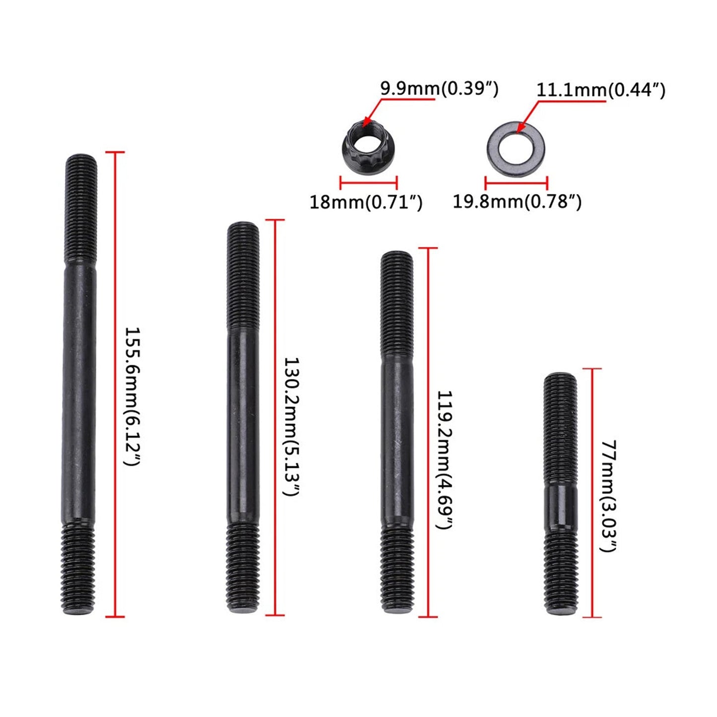 Chevy BBC 454 12Point Head Stud Kit Suits PCE Heads 8 Long Studs PCE279.1005