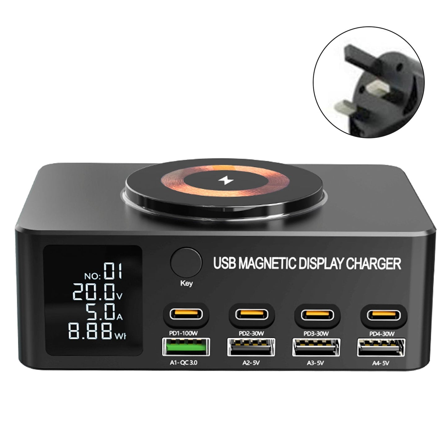 140W Fast Charging Charger Intelligent PD100W Notebook Multi-Port USB Charger UK