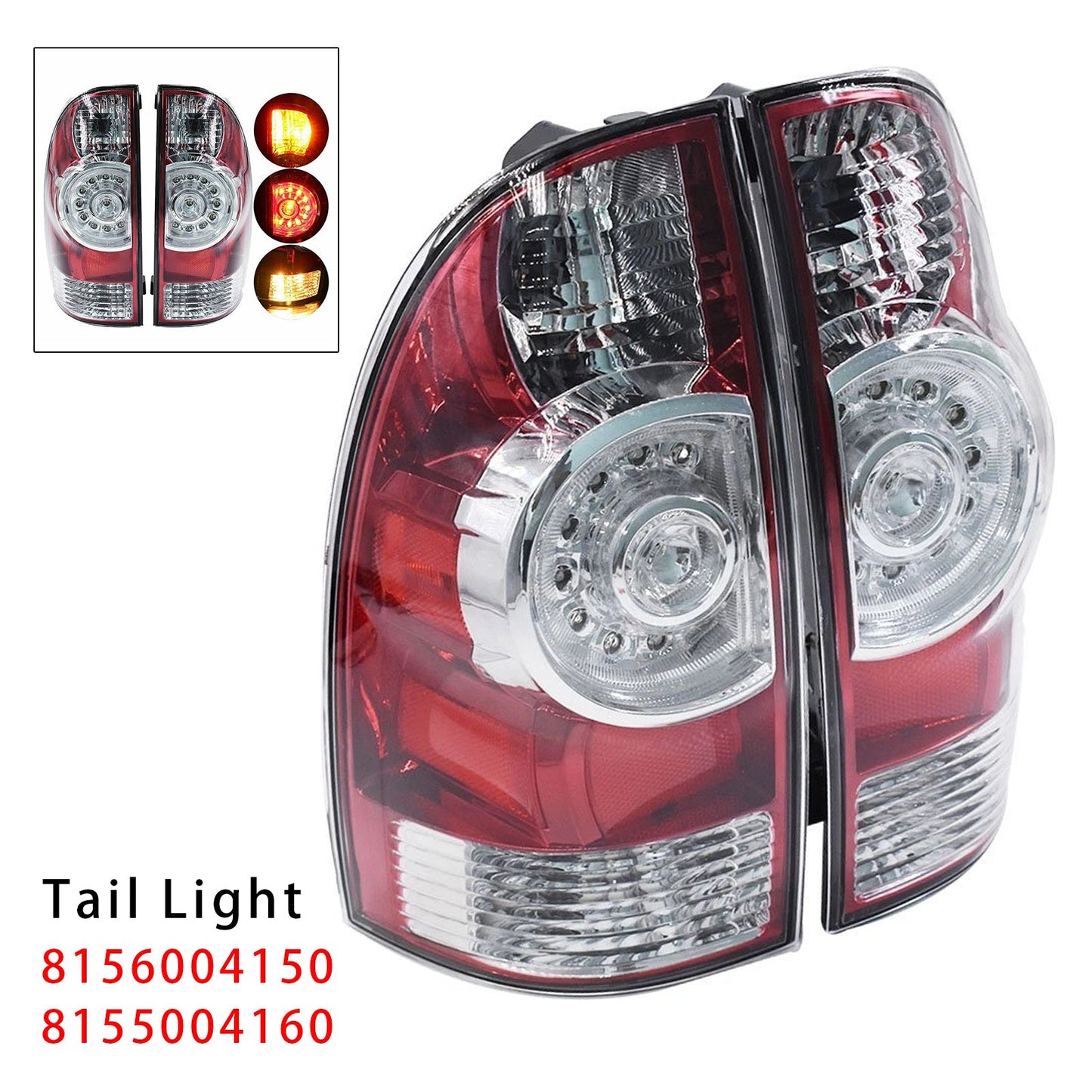 2006-2009 Toyota Tacoma TRD Sport Prerunner Crew Cab Pickup 4-Door LED Tail Lights Brake Lamp 8155004160 8156004150