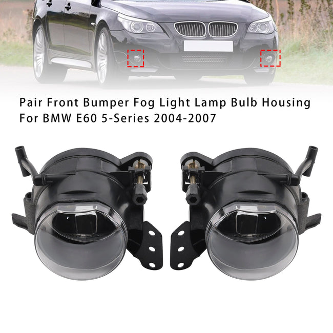 2004-2007 BMW E60 5-Series Pair Front Bumper Fog Light Lamp Bulb Housing